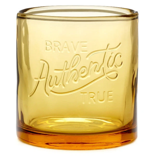 Hallmark Brave Authentic True Amber Lowball Glass, 10 Oz. 3 Hallmark Brave Authentic True Amber Lowball Glass, 10 Oz.